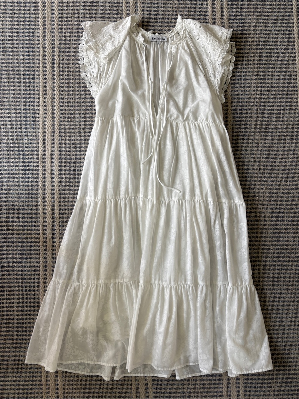 En Saison Rue Midi Ivory Eyelet Tiered Dress - Picture 1 of 4